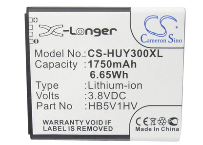 3.8V, 1750mAh, Li-ion Battery fits Huawei, Ascend G350, Ascend G350-u00, 6.65Wh