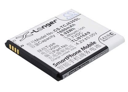3.7V, 1600mAh, Li-ion Battery fits Tcl, J600t, J630t, 5.92Wh