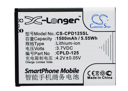 3.7V, 1500mAh, Li-ion Battery fits Coolpad, 8017-t00, 5.55Wh