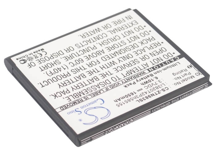 3.7V, 1650mAh, Li-ion Battery fits Zte, N983, Solar, 6.105Wh