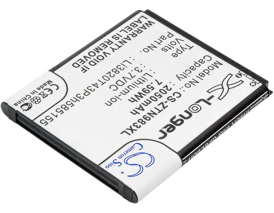 3.7V, 2050mAh, Li-ion Battery fits Zte, N983, Solar, 7.585Wh