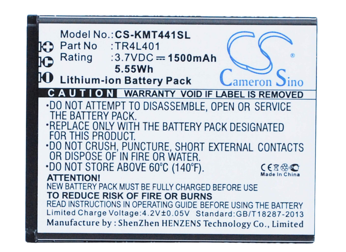 3.7V, 1500mAh, Li-ion Battery fits Kazam, Tr4l4044044-01, Trooper 440l, 5.55Wh