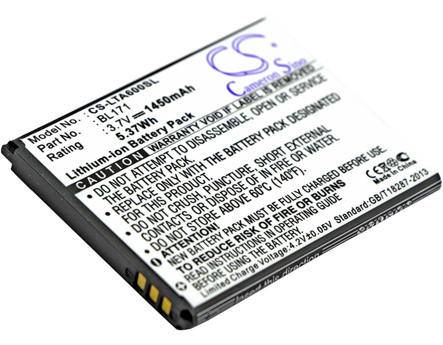 3.7V, 1450mAh, Li-ion Battery fits Lenovo, A356, A368, 5.365Wh