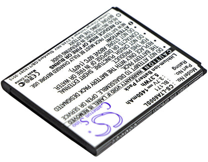 3.7V, 1450mAh, Li-ion Battery fits Lenovo, A356, A368, 5.365Wh