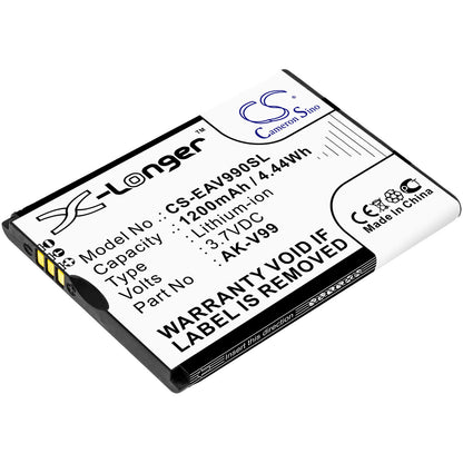 3.7V, 1200mAh, Li-ion Battery fits Emporia, Select, V99, 4.44Wh
