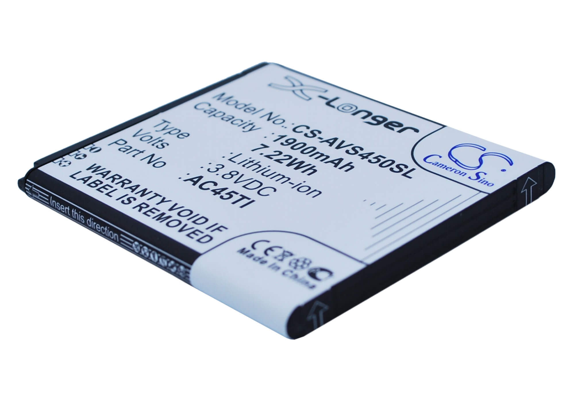 3.8V, 1900mAh, Li-ion Battery fits Archos, 45 Titanium, Ohne Simlock, 7.22Wh