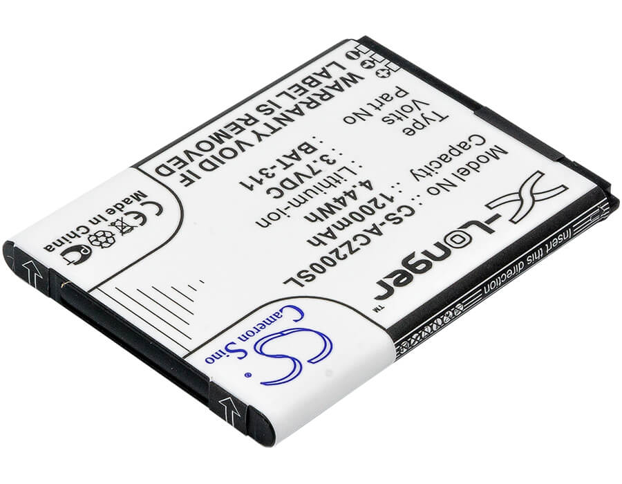3.7V, 1200mAh, Li-ion Battery fits Acer, Liquid M220, Liquid M220 Dual Sim, 4.44Wh