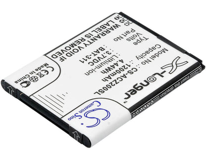 3.7V, 1200mAh, Li-ion Battery fits Acer, Liquid M220, Liquid M220 Dual Sim, 4.44Wh