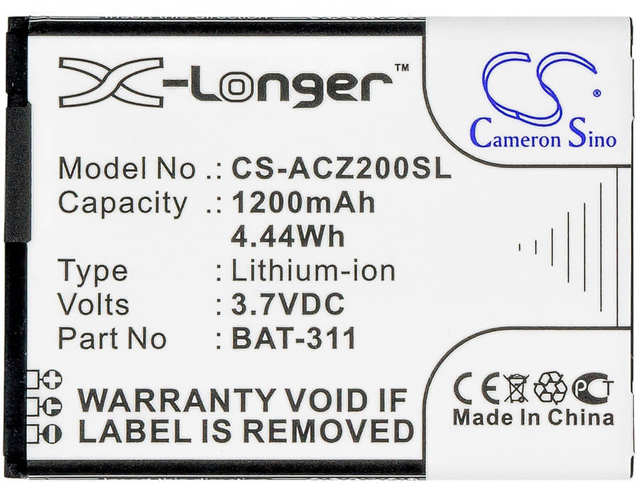 3.7V, 1200mAh, Li-ion Battery fits Acer, Liquid M220, Liquid M220 Dual Sim, 4.44Wh