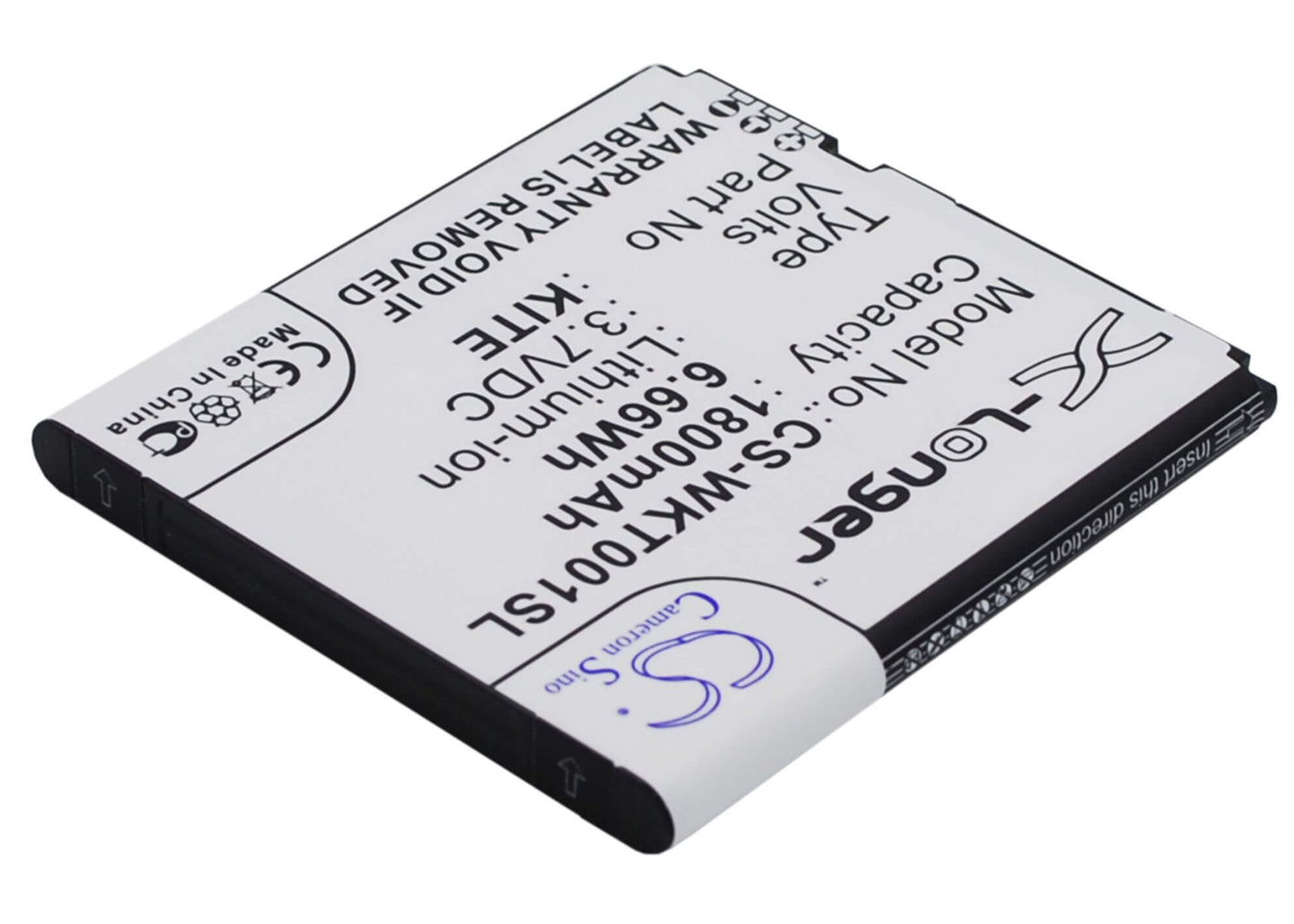 3.7V, 1800mAh, Li-ion Battery fits Wiko, Kite, 6.66Wh