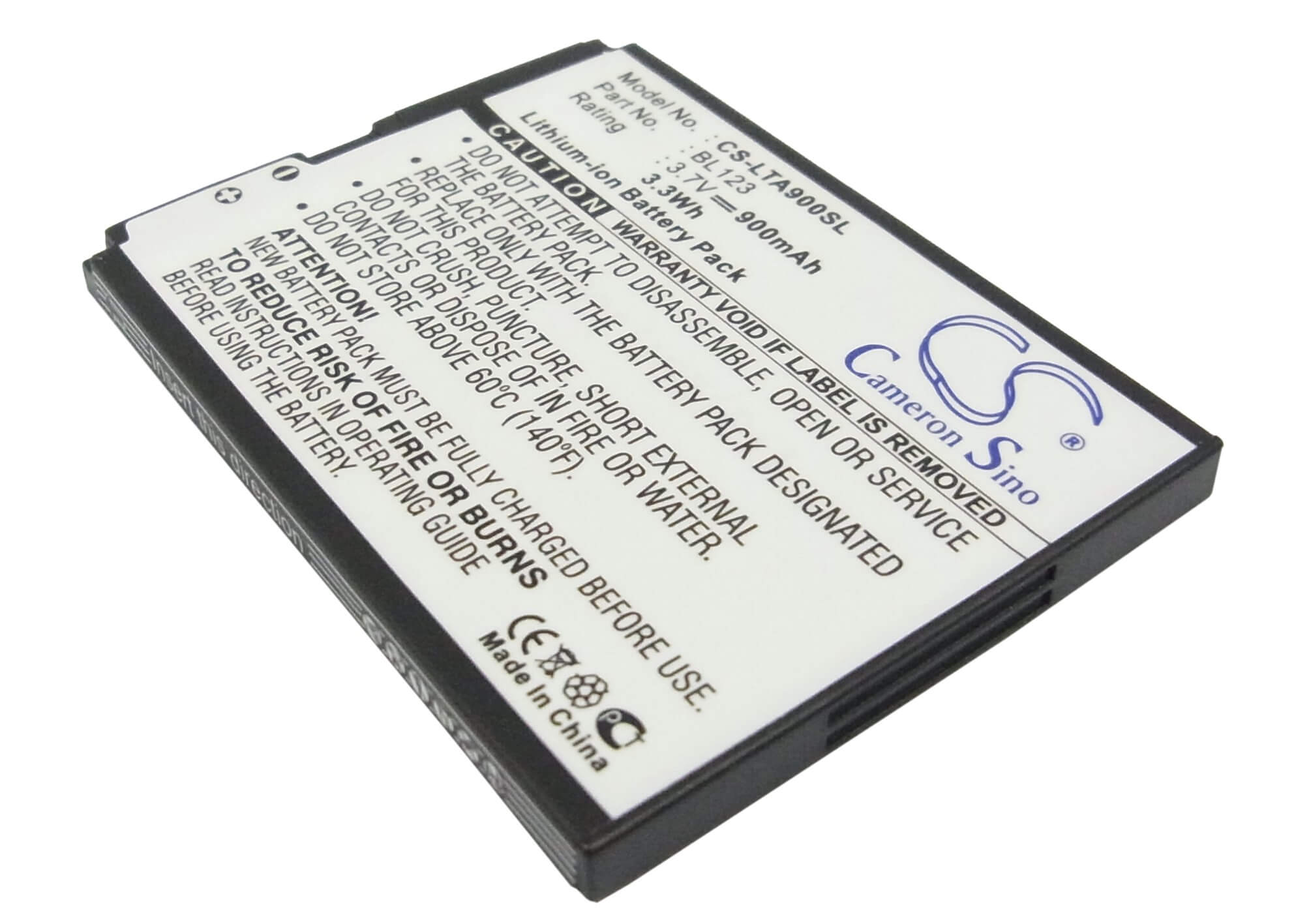 3.7V, 900mAh, Li-ion Battery fits Lenovo, A900, 3.33Wh