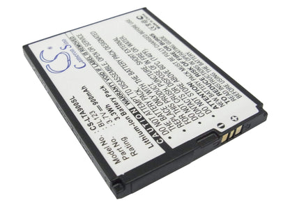 3.7V, 900mAh, Li-ion Battery fits Lenovo, A900, 3.33Wh