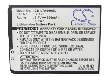 3.7V, 900mAh, Li-ion Battery fits Lenovo, A900, 3.33Wh