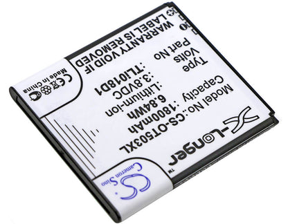Mobile, Smartphone 3.8V, 1800mAh, Li-ion Battery fits Tcl, One Touch Pop 3 (5), One Touch Pop 3 (5) 4g, 6.84Wh