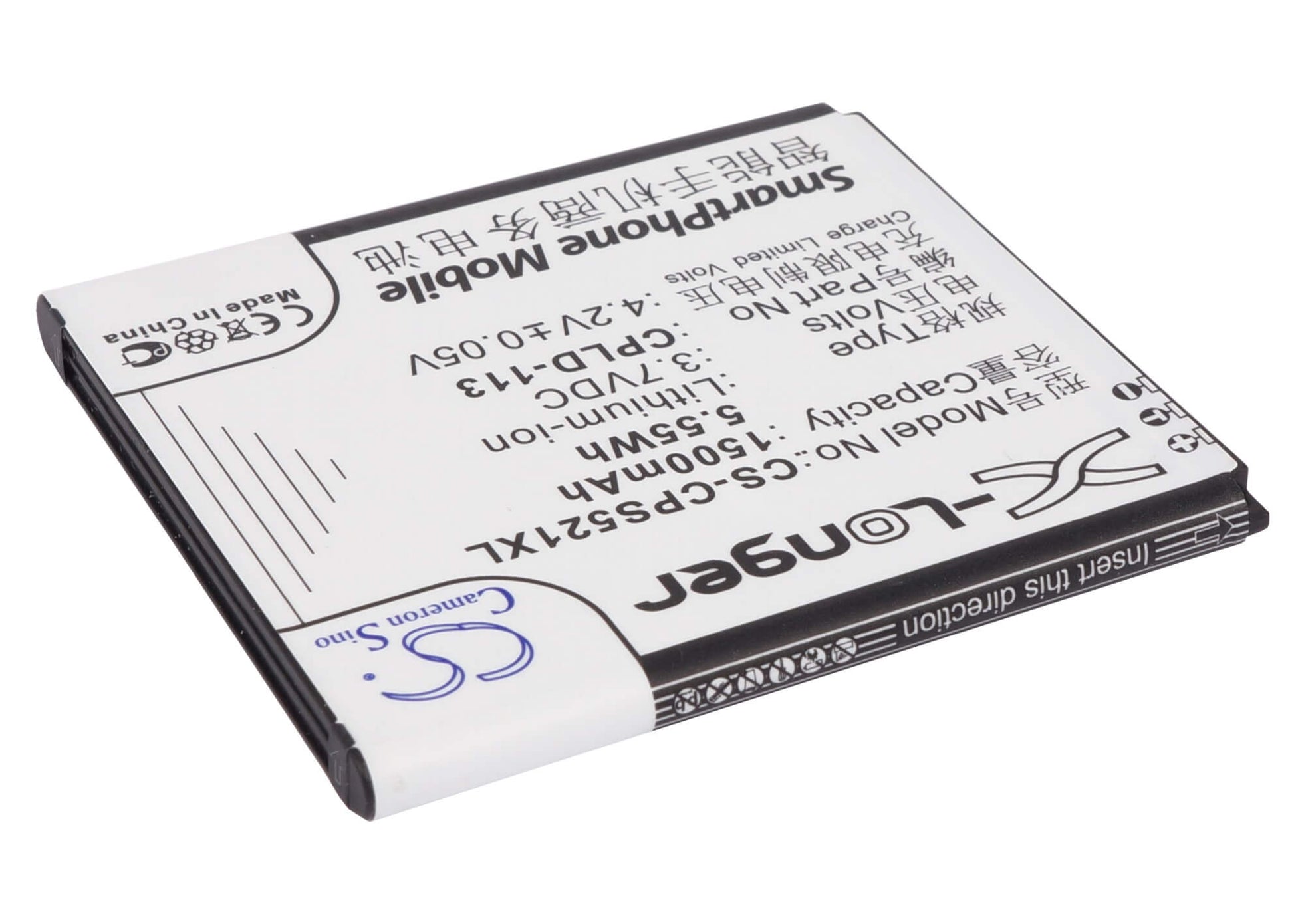 3.7V, 1500mAh, Li-ion Battery fits Coolpad, 5218d, 5218s, 5.55Wh