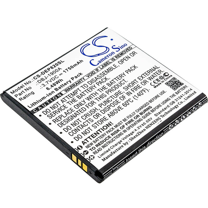 3.7V, 1750mAh, Li-ion Battery fits Doro, Liberto 820, 6.475Wh
