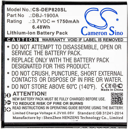 3.7V, 1750mAh, Li-ion Battery fits Doro, Liberto 820, 6.475Wh