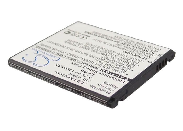 3.7V, 1300mAh, Li-ion Battery fits Lg, Lu6200, Nitro Hd, 4.81Wh