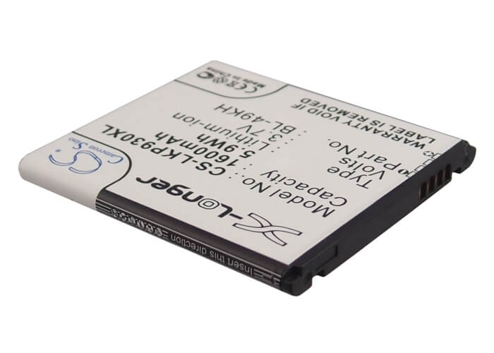 3.7V, 1600mAh, Li-ion Battery fits Lg, Lu6200, Nitro Hd, 5.92Wh