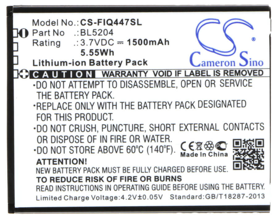 3.7V, 1500mAh, Li-ion Battery fits Fly, Era Life 1, Iq447, 5.55Wh