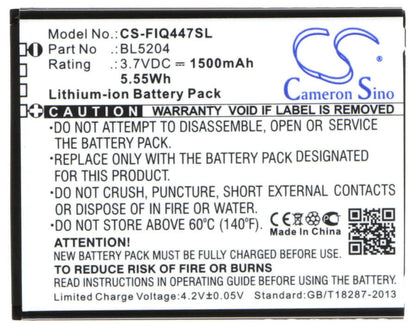 3.7V, 1500mAh, Li-ion Battery fits Fly, Era Life 1, Iq447, 5.55Wh