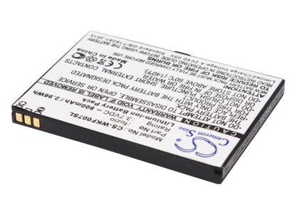 3.7V, 800mAh, Li-ion Battery fits Wiko, Fuzio, 2.96Wh