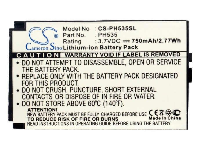 3.7V, 750mAh, Li-ion Battery fits Philips, 350, 355, 2.775Wh
