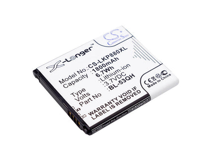 3.7V, 1800mAh, Li-ion Battery fits Lg, Escape, F160k, 6.66Wh