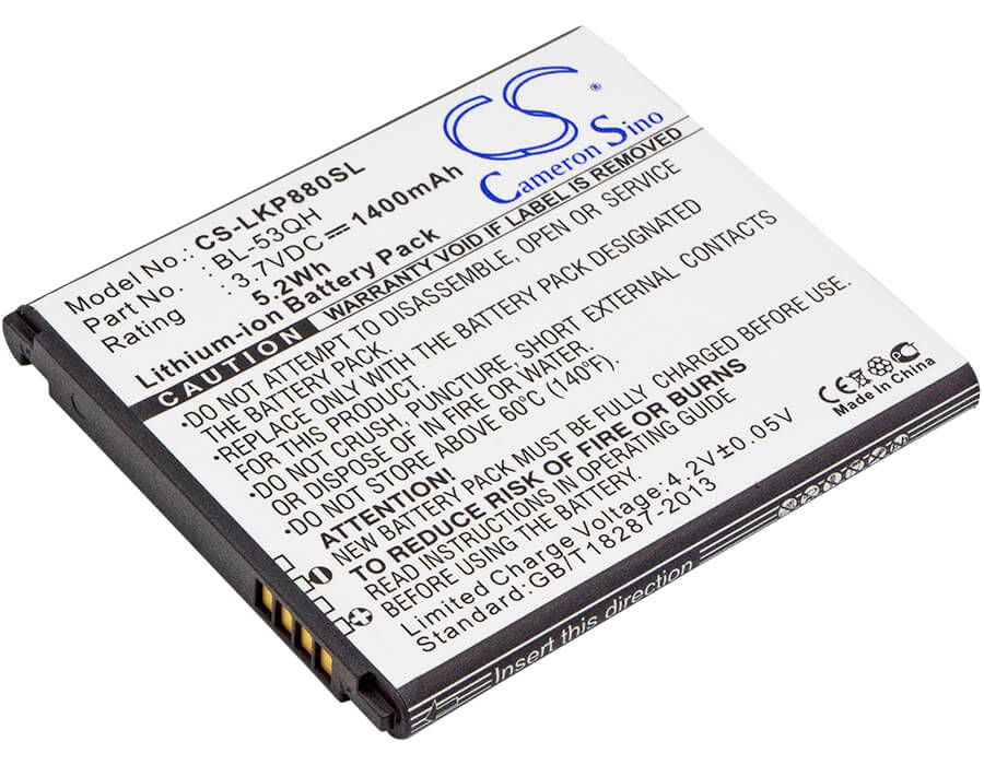 3.7V, 1400mAh, Li-ion Battery fits Metropcs, 4g, Lgms870, 5.18Wh