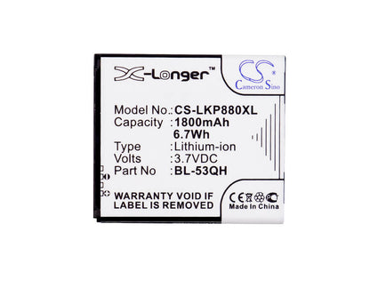 3.7V, 1800mAh, Li-ion Battery fits Metropcs, 4g, Lgms870, 6.66Wh