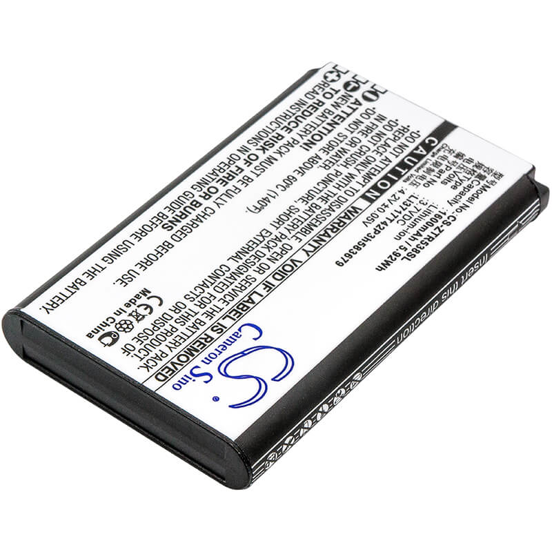 3.7V, 1600mAh, Li-ion Battery fits Zte, R538, 5.92Wh