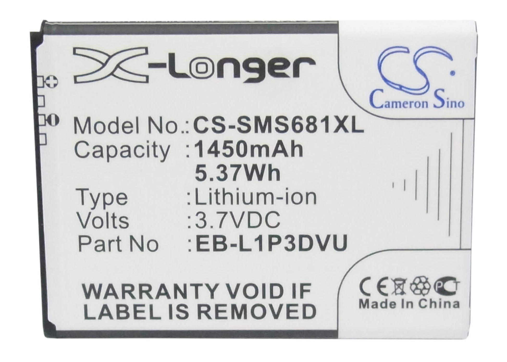 3.7V, 1450mAh, Li-ion Battery fits Samsung, Galaxy Ace Duos, Galaxy Fame, 5.365Wh