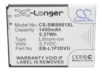 3.7V, 1450mAh, Li-ion Battery fits Samsung, Galaxy Ace Duos, Galaxy Fame, 5.365Wh