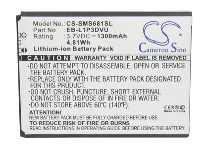3.7V, 1300mAh, Li-ion Battery fits Samsung, Galaxy Ace Duos, Galaxy Fame, 4.81Wh