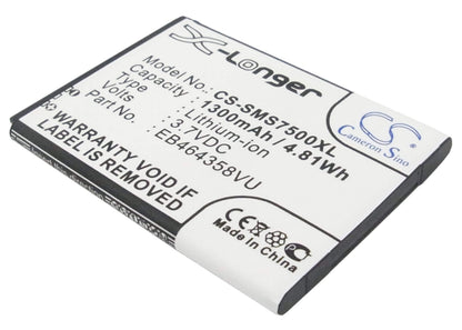 3.7V, 1300mAh, Li-ion Battery fits Samsung, Galaxy Ace Plus, Galaxy Ace Q, 4.81Wh