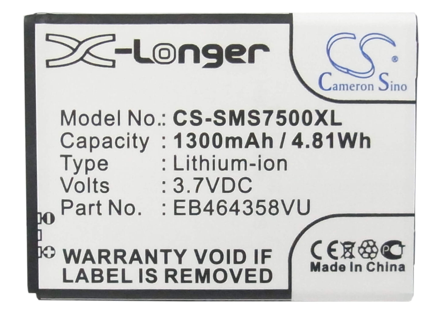 3.7V, 1300mAh, Li-ion Battery fits At&t, Galaxy Appeal, Sgh-i827, 4.81Wh