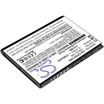 3.7V, 1300mAh, Li-ion Battery fits Coolpad, 3312a, Snap, 4.81Wh