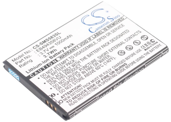 3.7V, 1000mAh, Li-ion Battery fits Samsung, Cooper, Fit, 3.7Wh