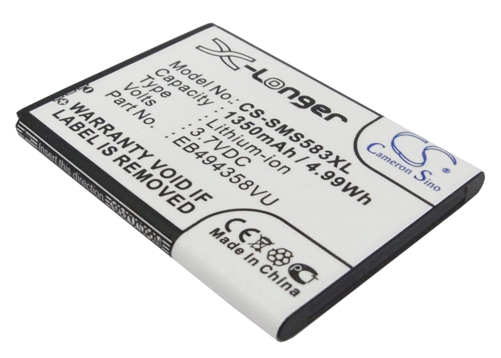 3.7V, 1350mAh, Li-ion Battery fits Samsung, Ace, Cooper, 4.995Wh