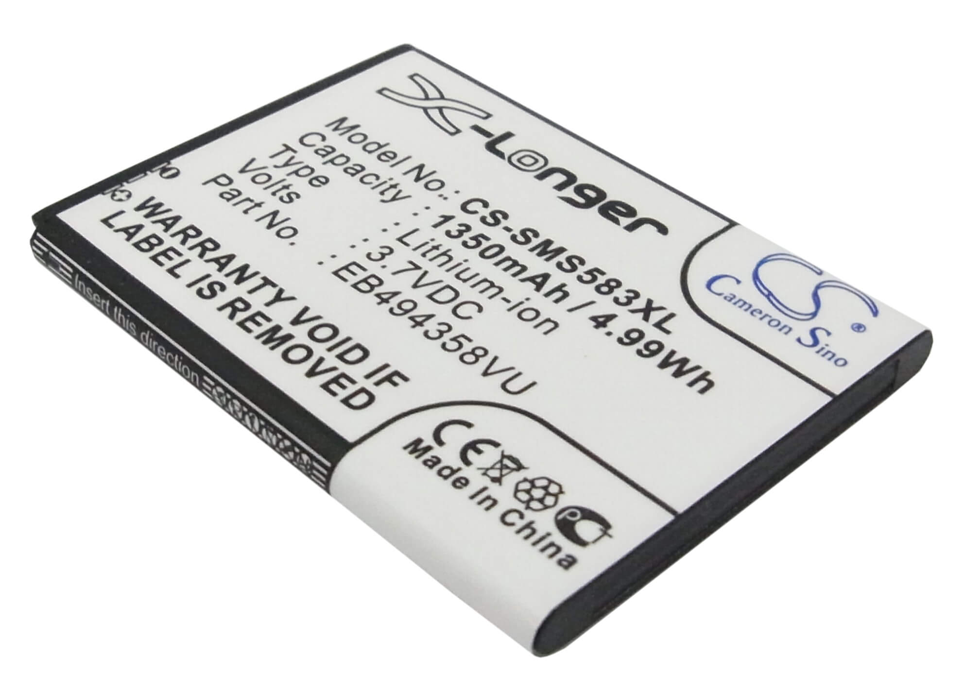 3.7V, 1350mAh, Li-ion Battery fits Samsung, Ace, Cooper, 4.995Wh