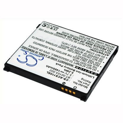 3.7V, 1400mAh, Li-ion Battery fits Acer, Liquid S110, Neotouch S110, 5.18Wh