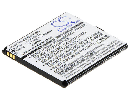 3.7V, 1250mAh, Li-ion Battery fits Gsmart, T4, T4 Lite, 4.625Wh