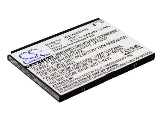 3.7V, 1000mAh, Li-ion Battery fits Huawei, G6610, G6610v, 3.7Wh