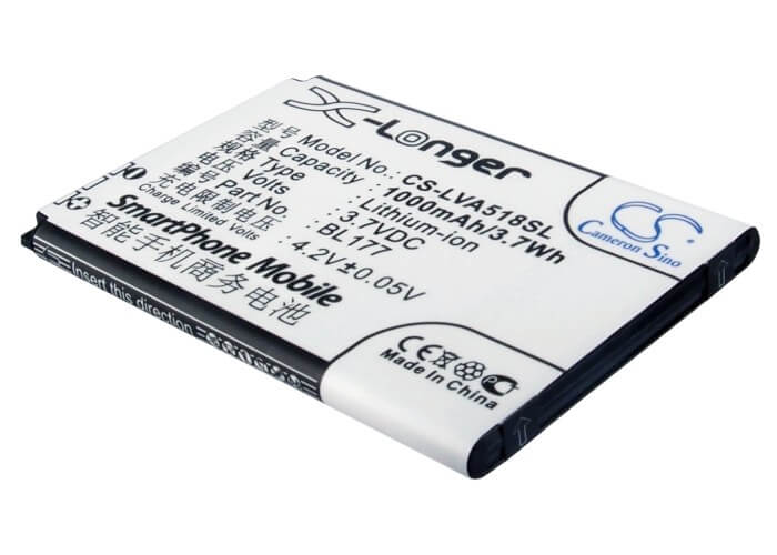 3.7V, 1000mAh, Li-ion Battery fits Lenovo, A518, 3.7Wh