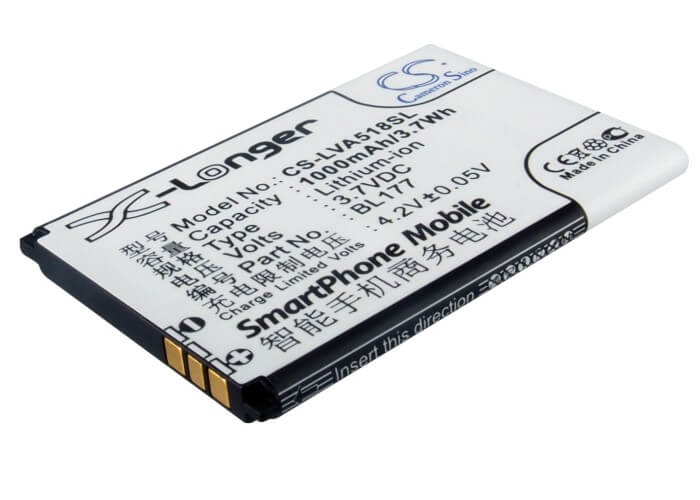 3.7V, 1000mAh, Li-ion Battery fits Lenovo, A518, 3.7Wh