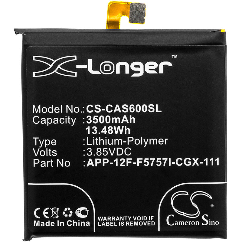 3.85V, 3500mAh, Li-Polymer Battery fits Cat, S60, 13.475Wh