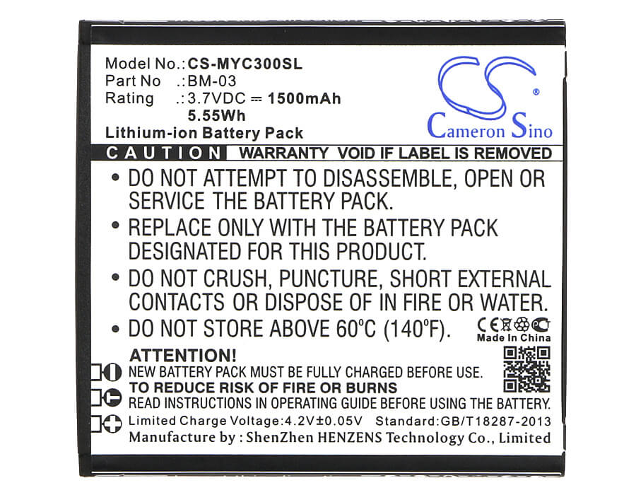 3.7V, 1500mAh, Li-ion Battery fits Myphone, C-smart, Funky, 5.55Wh