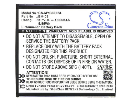 3.7V, 1500mAh, Li-ion Battery fits Myphone, C-smart, Funky, 5.55Wh
