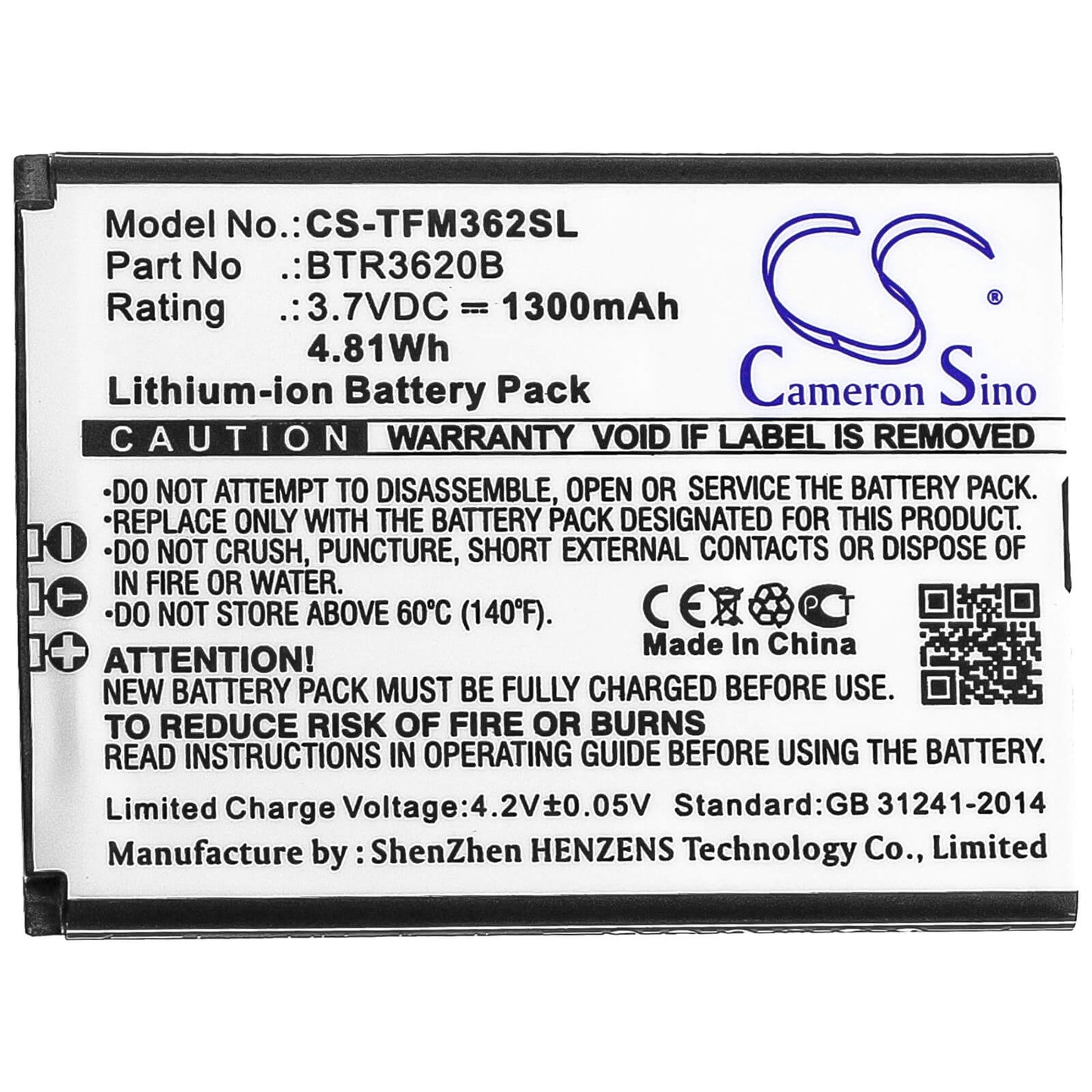 3.7V, 1300mAh, Li-ion Battery fits Cingular, 3g Flip M3620, 4.81Wh