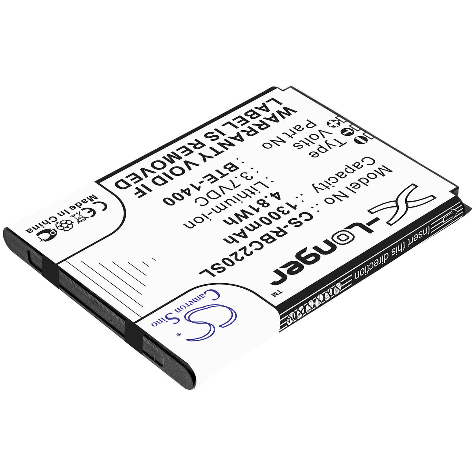 3.7V, 1300mAh, Li-ion Battery fits Orbic, Journey, Journey V, 4.81Wh